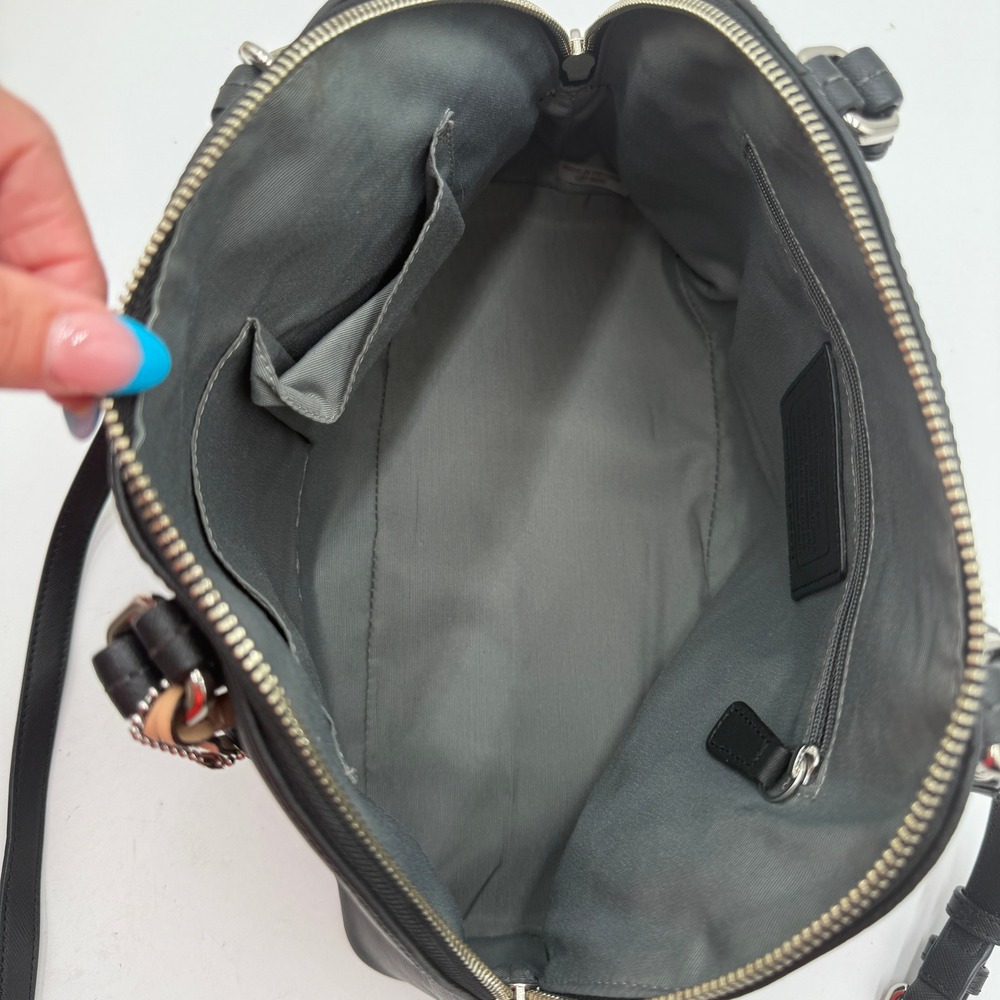 Coach Peyton Cora Black Leather Satchel With Crossbody Strap - Picture 10 of 10